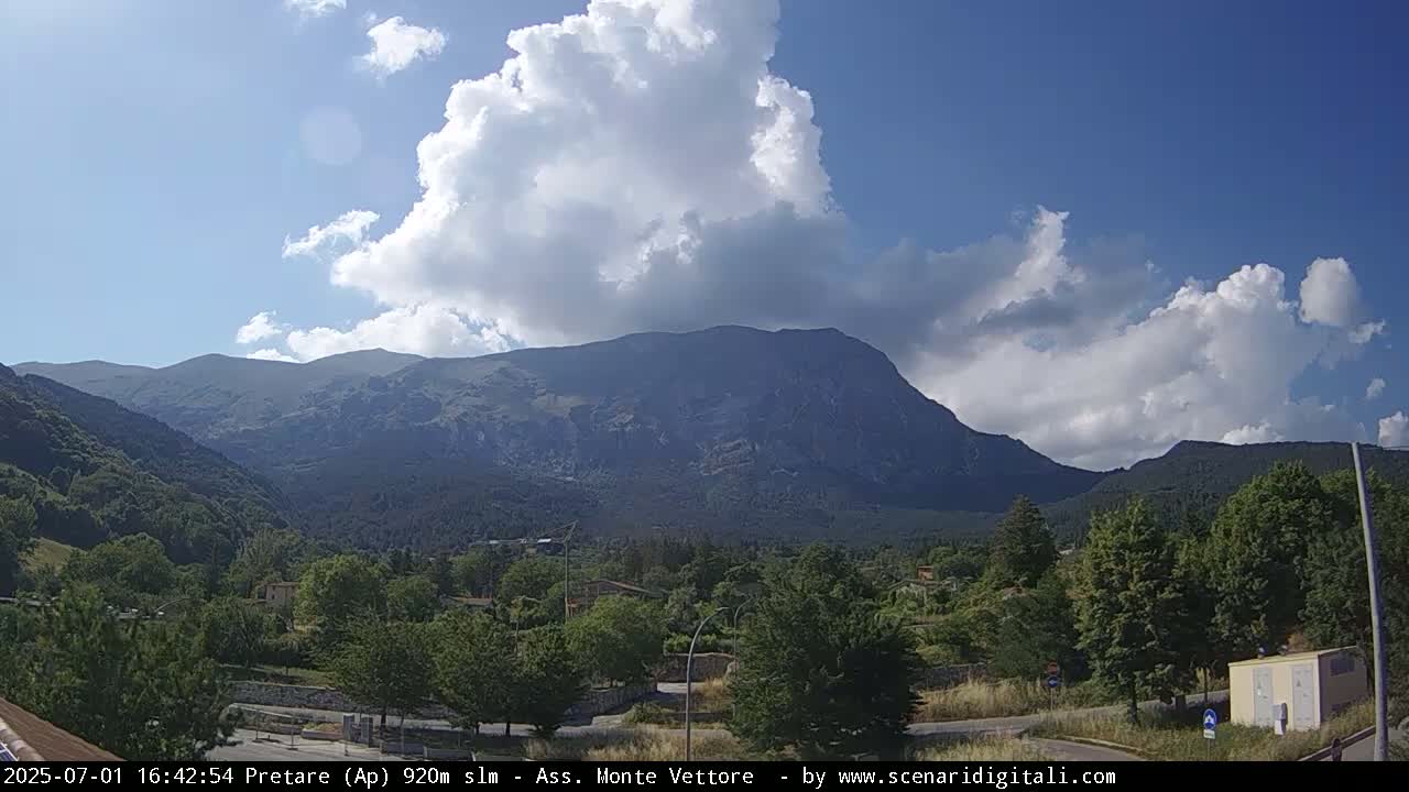 Monte Vettore Mount Panaromic from Pretare Live Cam - Ascoli Piceno, Marche, Italy