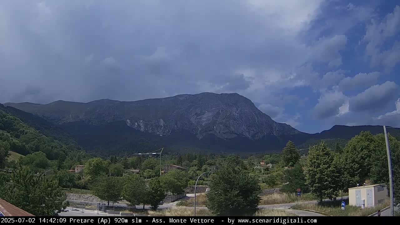 Monte Vettore Mount Panaromic from Pretare Live Cam - Ascoli Piceno, Marche, Italy