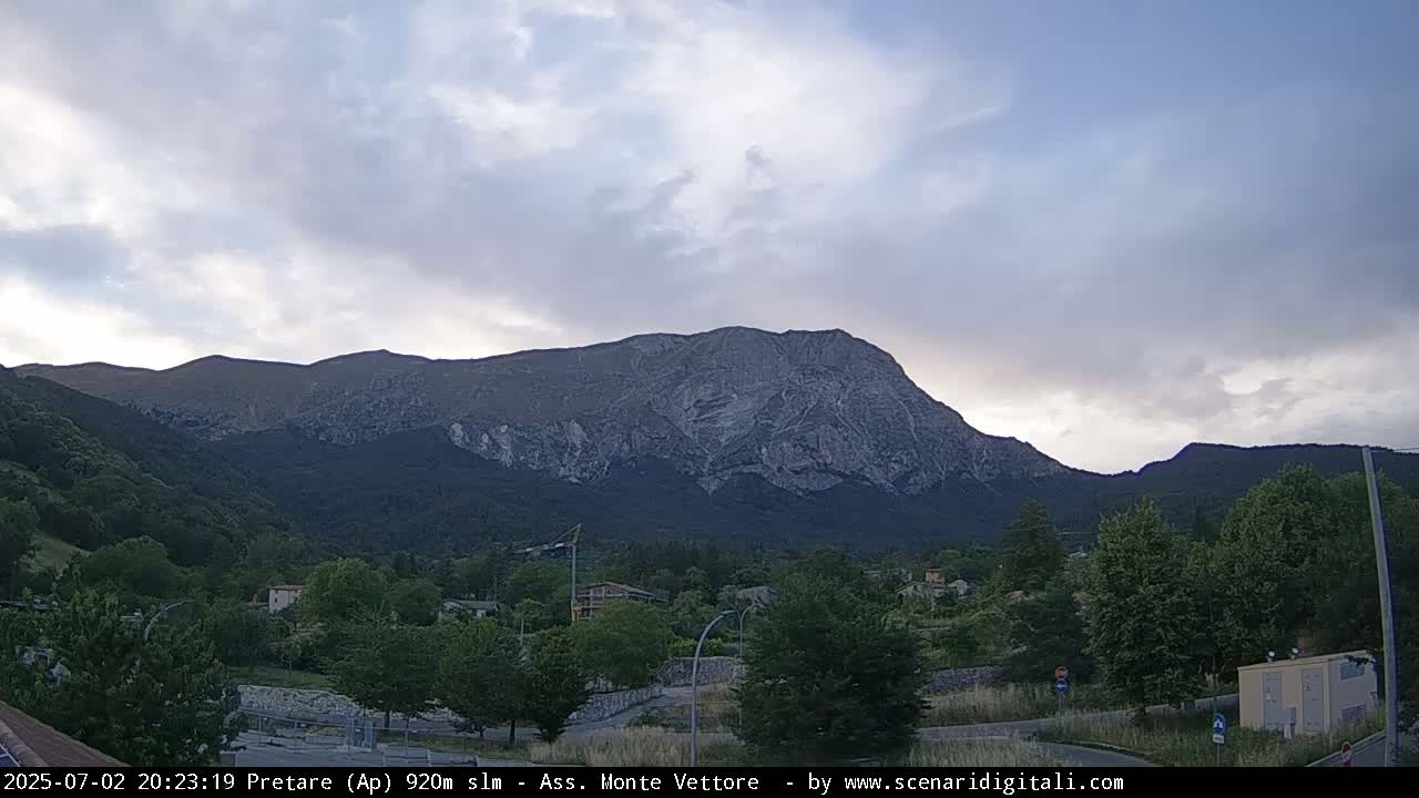 Monte Vettore Mount Panaromic from Pretare Live Cam - Ascoli Piceno, Marche, Italy