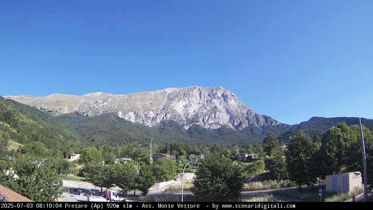 Monte Vettore Mount Panaromic from Pretare Live Cam - Ascoli Piceno, Marche, Italy