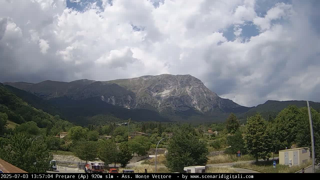 Monte Vettore Mount Panaromic from Pretare Live Cam - Ascoli Piceno, Marche, Italy