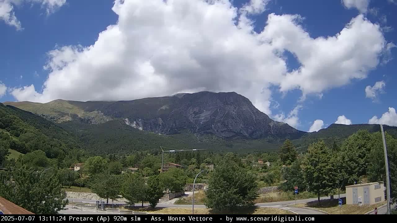 Monte Vettore Mount Panaromic from Pretare Live Cam - Ascoli Piceno, Marche, Italy