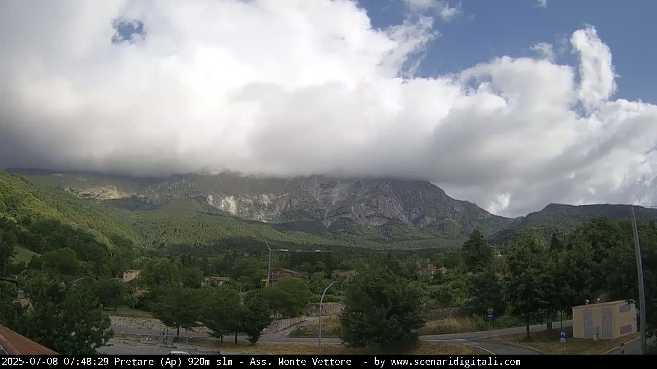 Monte Vettore Mount Panaromic from Pretare Live Cam - Ascoli Piceno, Marche, Italy