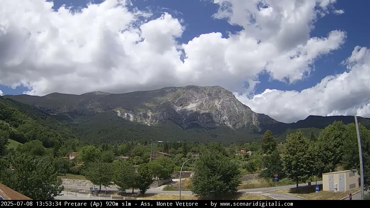 Monte Vettore Mount Panaromic from Pretare Live Cam - Ascoli Piceno, Marche, Italy