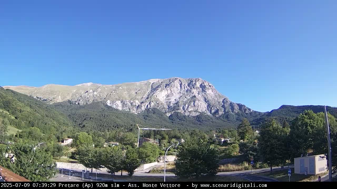 Monte Vettore Mount Panaromic from Pretare Live Cam - Ascoli Piceno, Marche, Italy