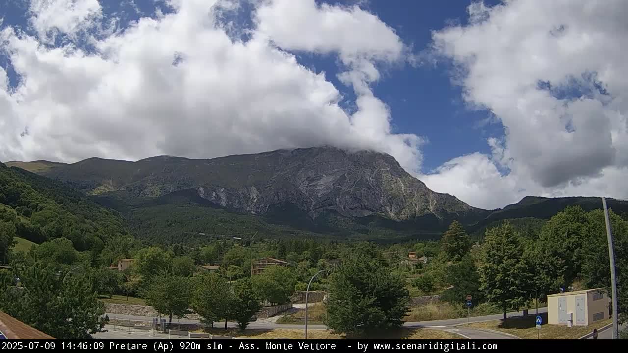 Monte Vettore Mount Panaromic from Pretare Live Cam - Ascoli Piceno, Marche, Italy