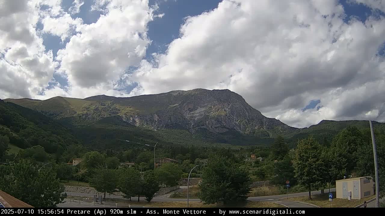 Monte Vettore Mount Panaromic from Pretare Live Cam - Ascoli Piceno, Marche, Italy