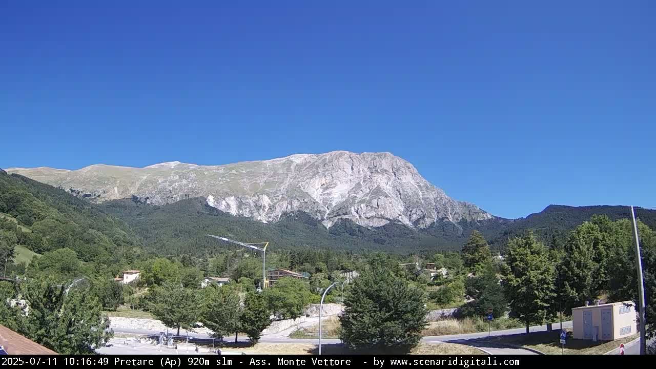 Monte Vettore Mount Panaromic from Pretare Live Cam - Ascoli Piceno, Marche, Italy