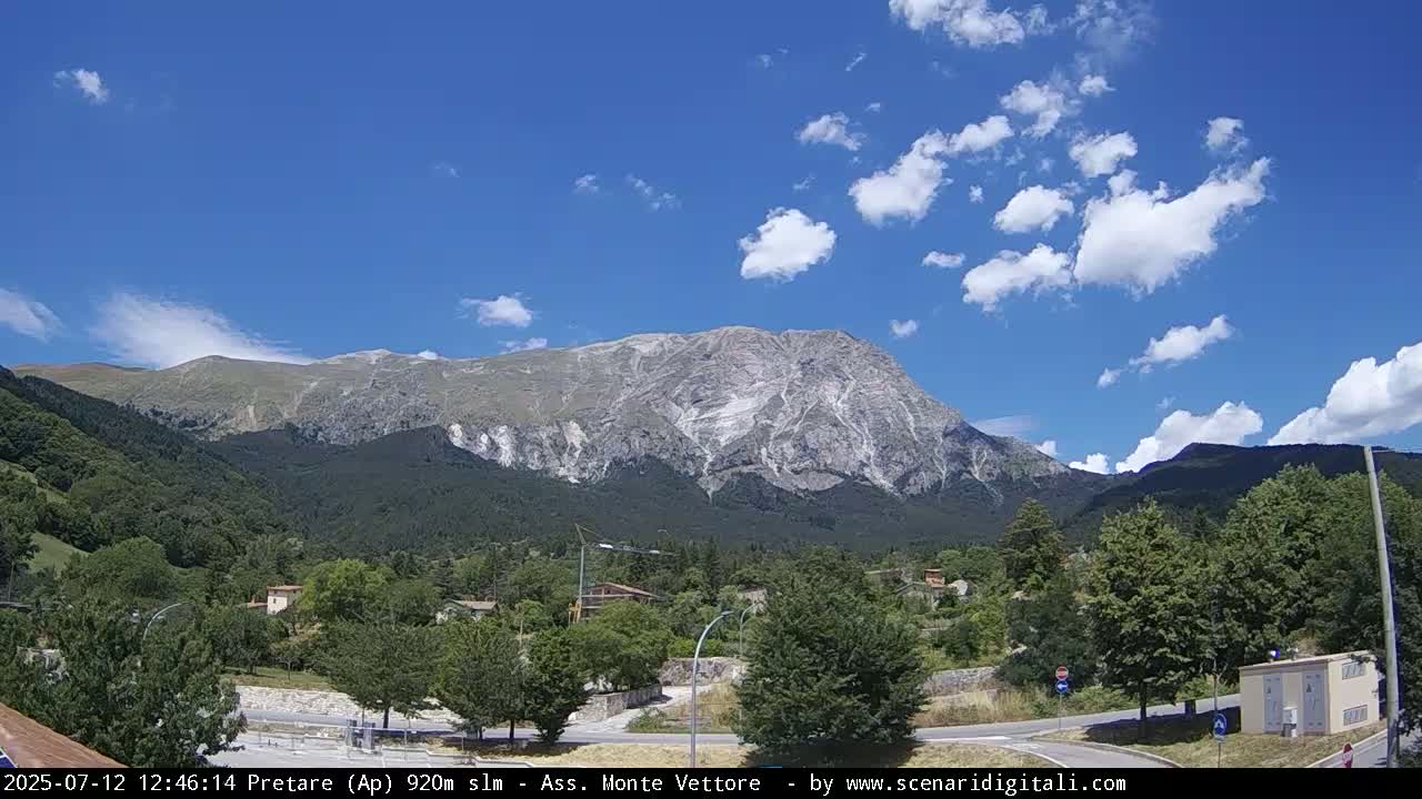 Monte Vettore Mount Panaromic from Pretare Live Cam - Ascoli Piceno, Marche, Italy