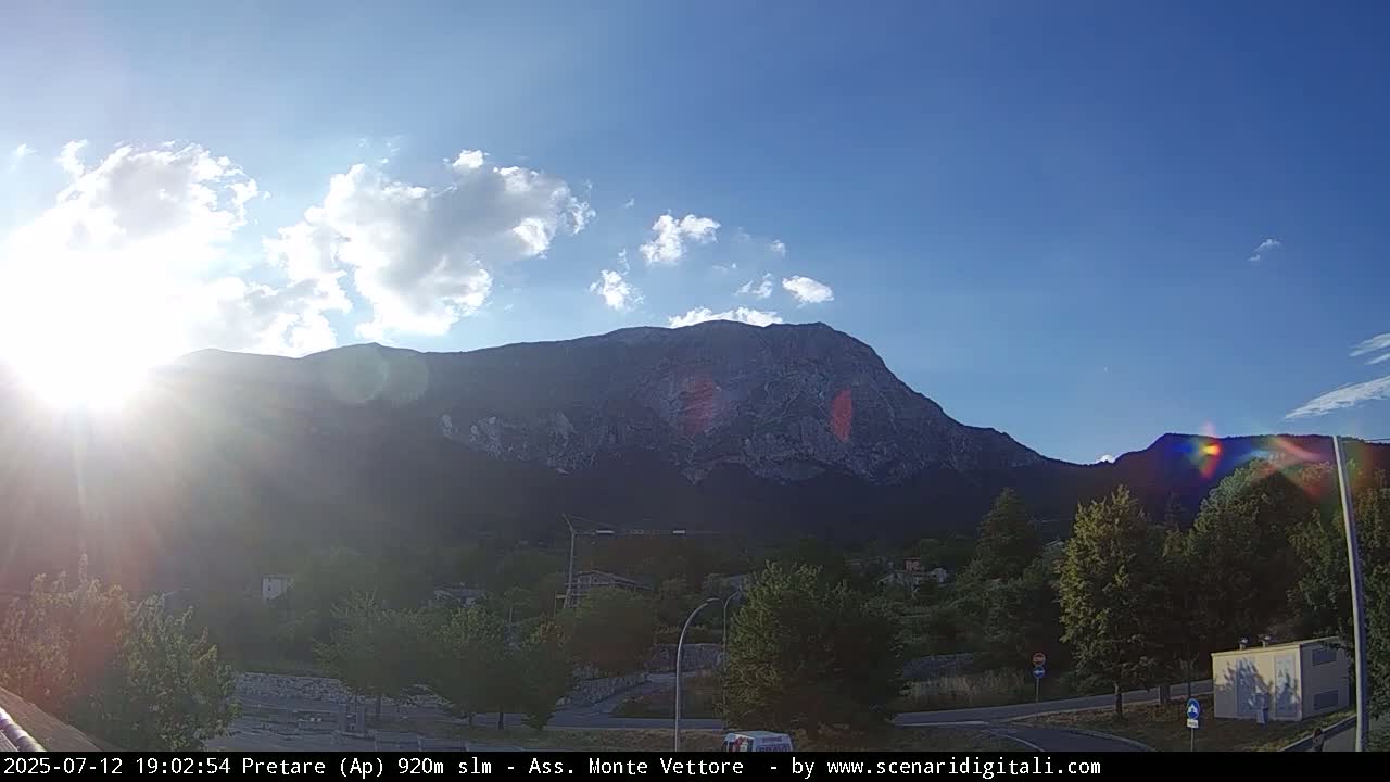Monte Vettore Mount Panaromic from Pretare Live Cam - Ascoli Piceno, Marche, Italy