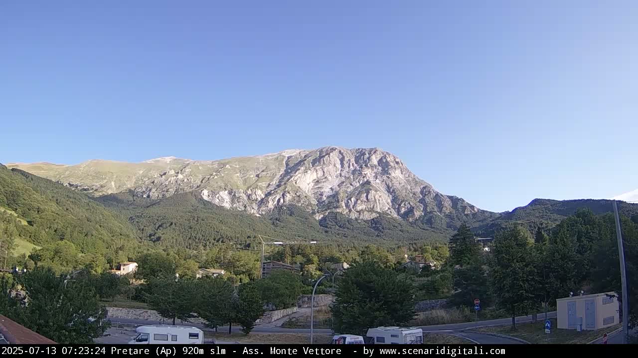 Monte Vettore Mount Panaromic from Pretare Live Cam - Ascoli Piceno, Marche, Italy