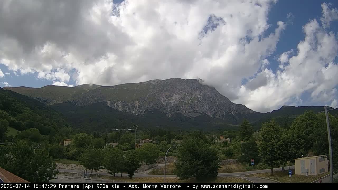 Monte Vettore Mount Panaromic from Pretare Live Cam - Ascoli Piceno, Marche, Italy