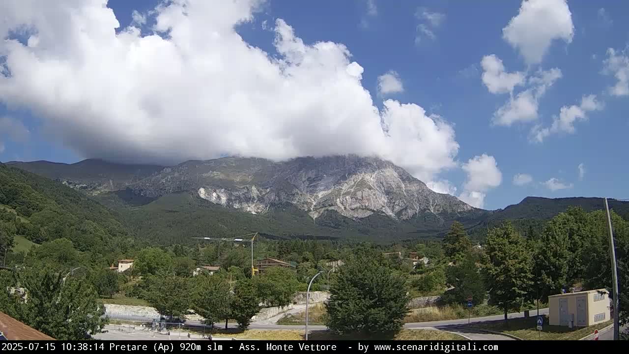Monte Vettore Mount Panaromic from Pretare Live Cam - Ascoli Piceno, Marche, Italy