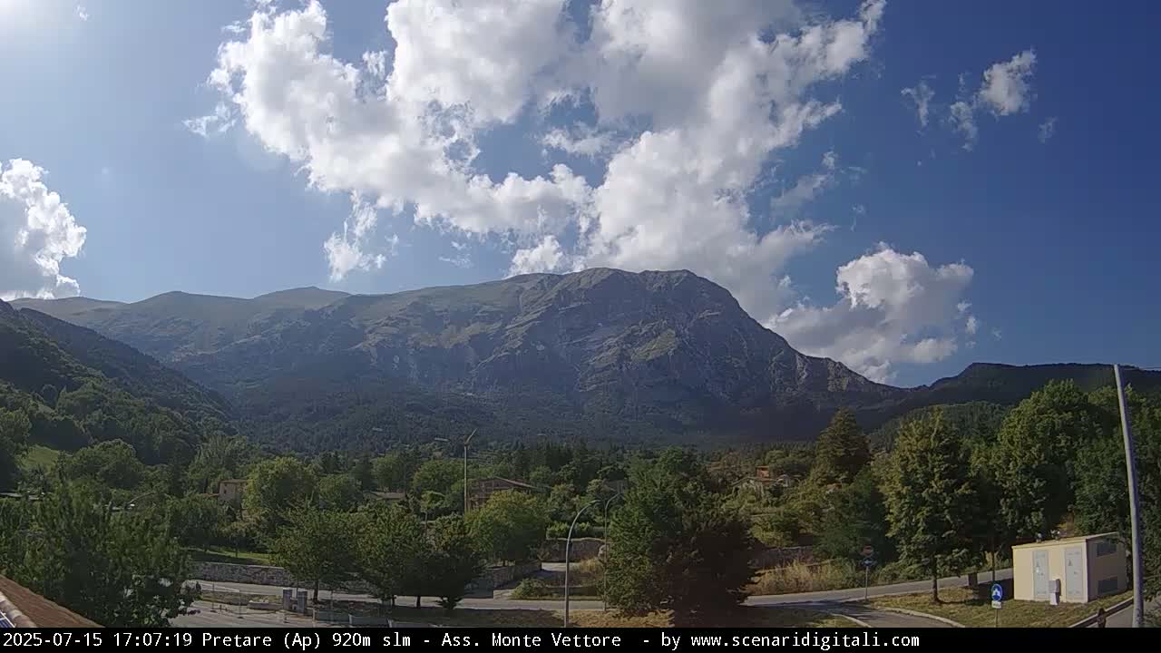 Monte Vettore Mount Panaromic from Pretare Live Cam - Ascoli Piceno, Marche, Italy