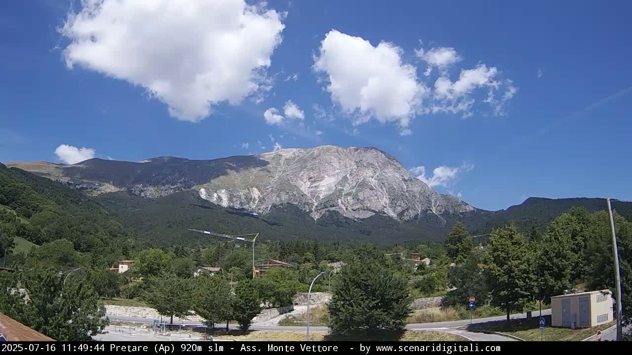 Monte Vettore Mount Panaromic from Pretare Live Cam - Ascoli Piceno, Marche, Italy