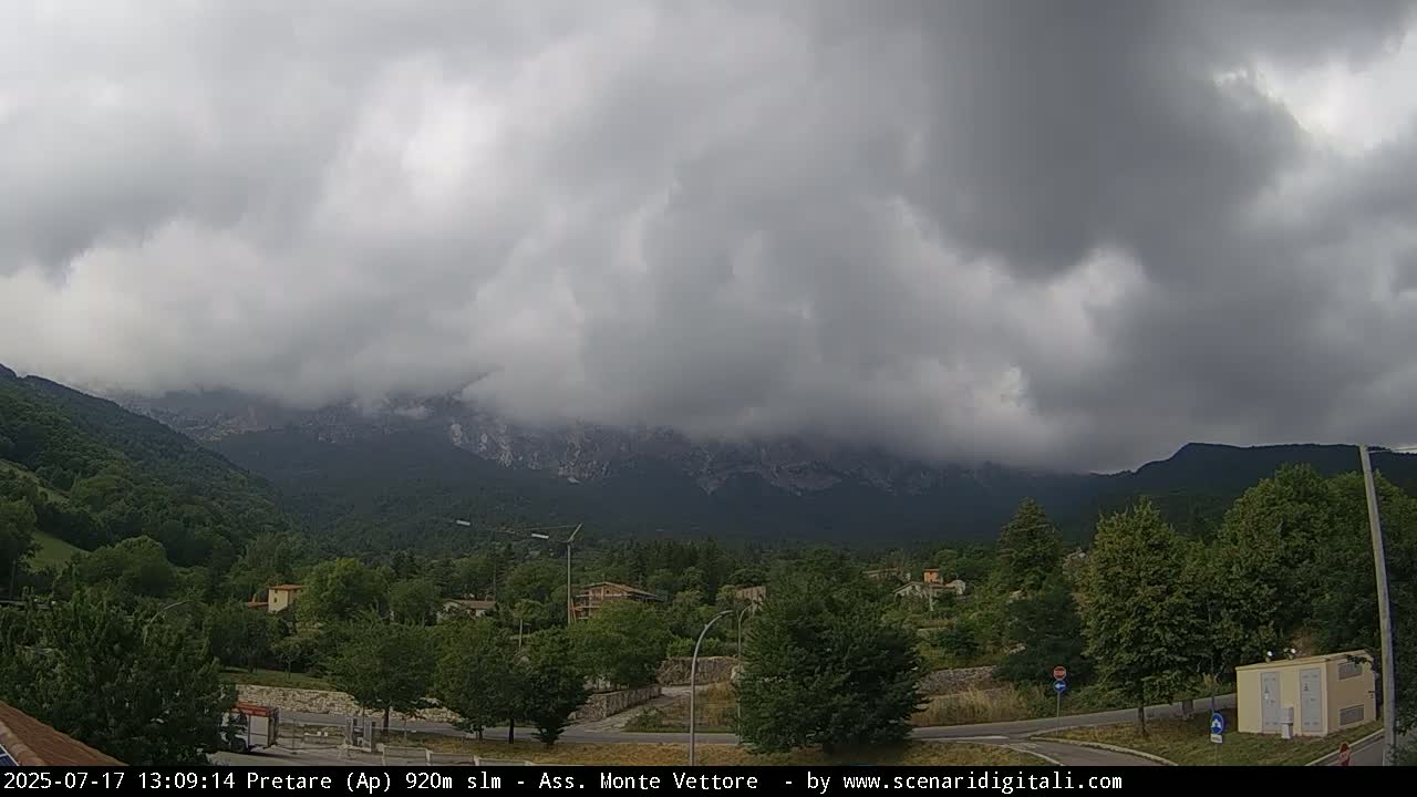 Monte Vettore Mount Panaromic from Pretare Live Cam - Ascoli Piceno, Marche, Italy