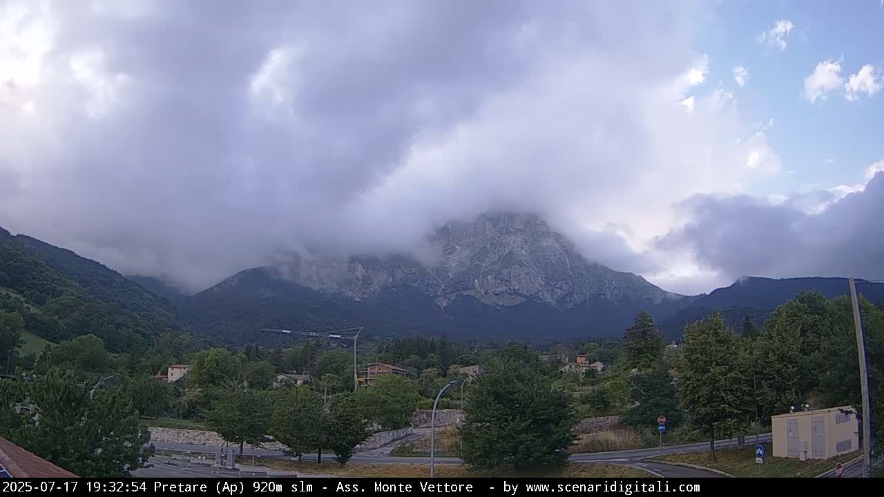 Monte Vettore Mount Panaromic from Pretare Live Cam - Ascoli Piceno, Marche, Italy