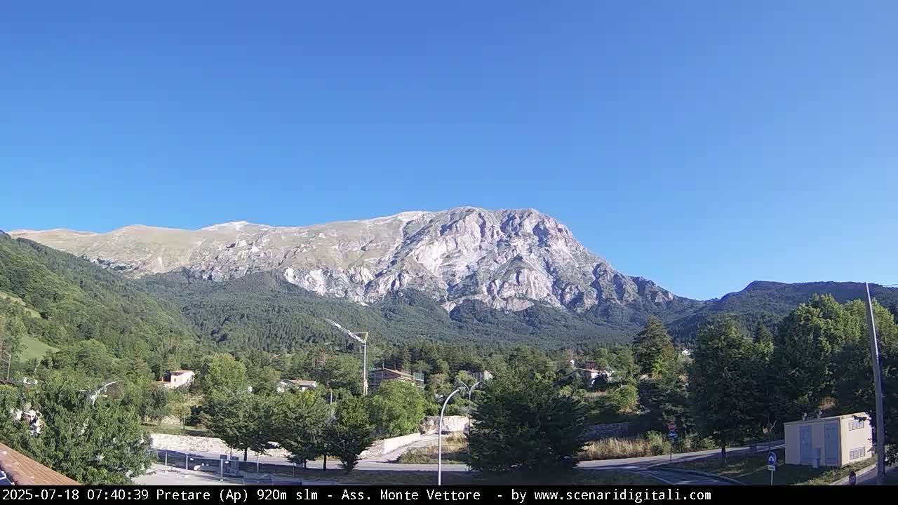 Monte Vettore Mount Panaromic from Pretare Live Cam - Ascoli Piceno, Marche, Italy