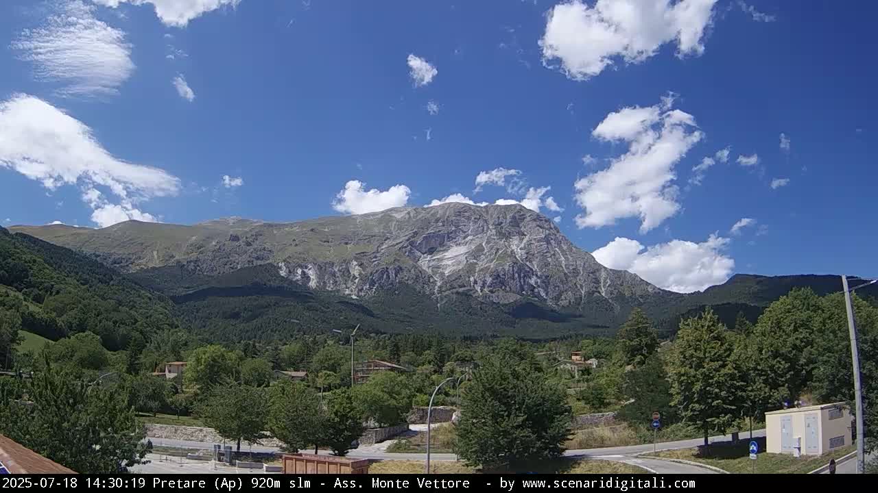 Monte Vettore Mount Panaromic from Pretare Live Cam - Ascoli Piceno, Marche, Italy