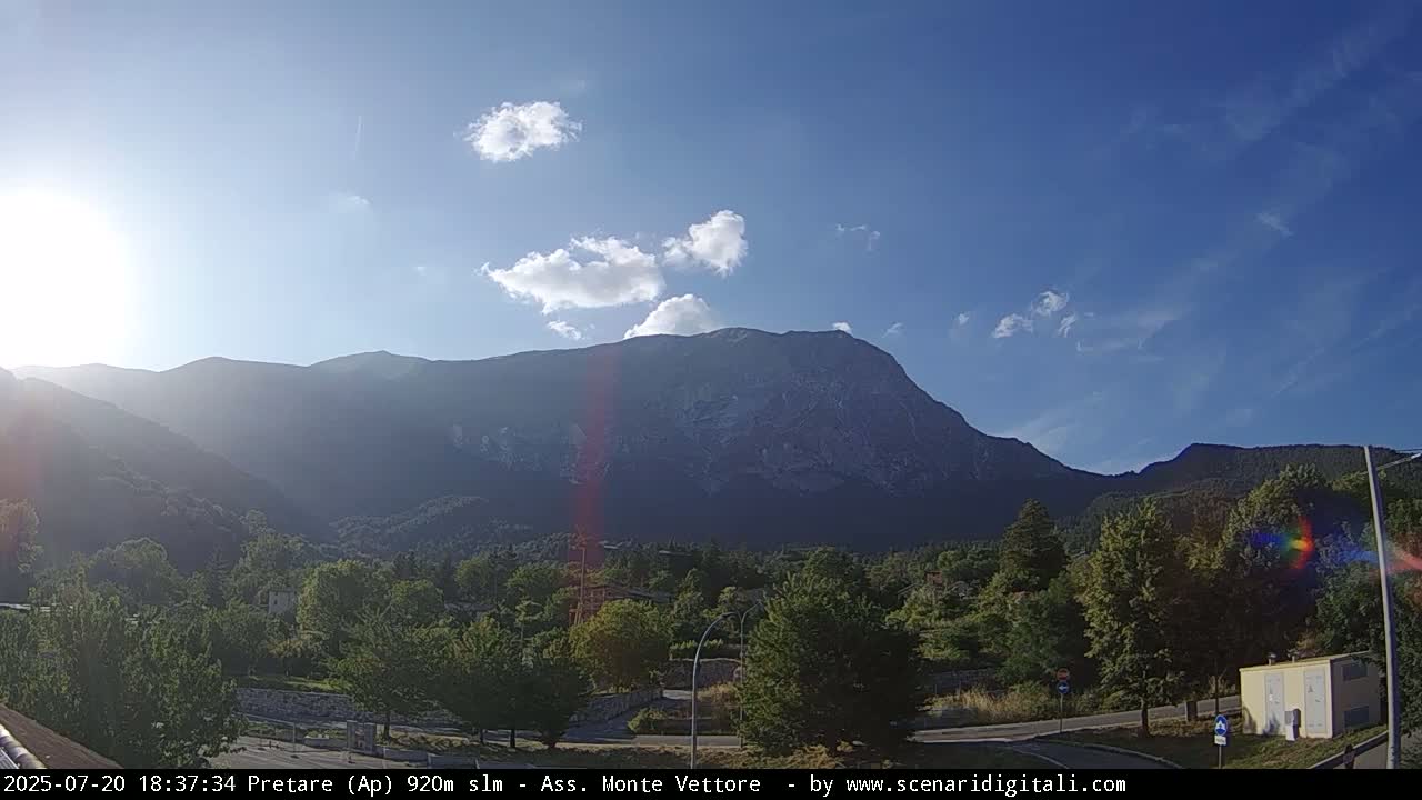Monte Vettore Mount Panaromic from Pretare Live Cam - Ascoli Piceno, Marche, Italy