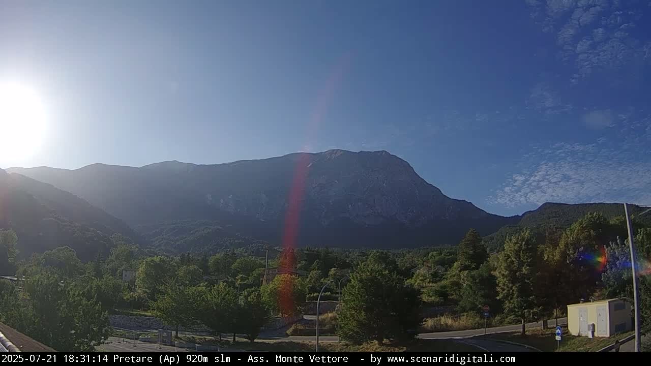 Monte Vettore Mount Panaromic from Pretare Live Cam - Ascoli Piceno, Marche, Italy