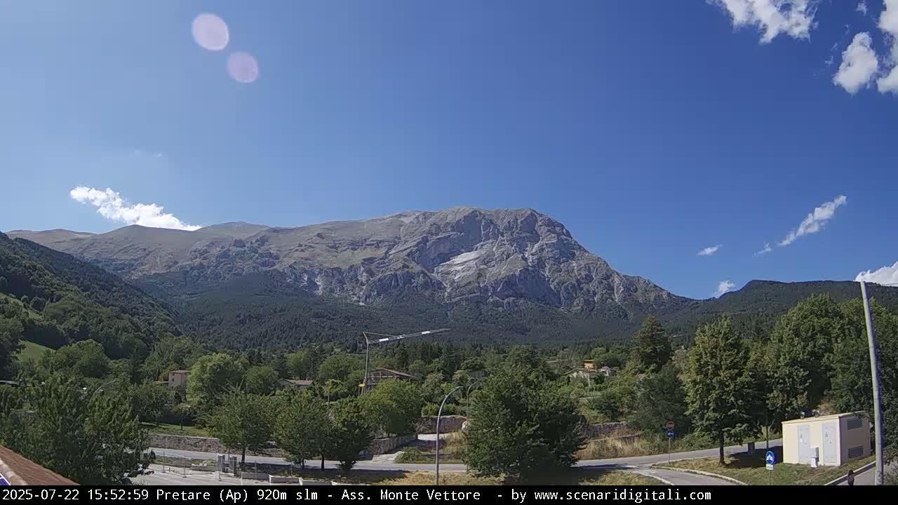 Monte Vettore Mount Panaromic from Pretare Live Cam - Ascoli Piceno, Marche, Italy