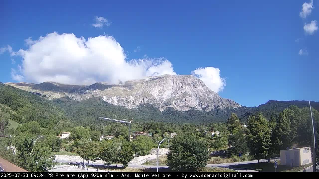 Monte Vettore Mount Panaromic from Pretare Live Cam - Ascoli Piceno, Marche, Italy