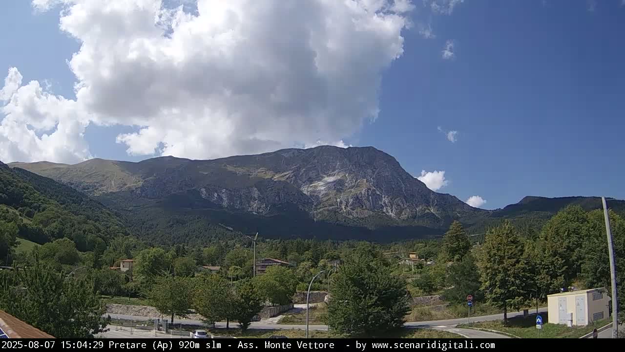 Monte Vettore Mount Panaromic from Pretare Live Cam - Ascoli Piceno, Marche, Italy