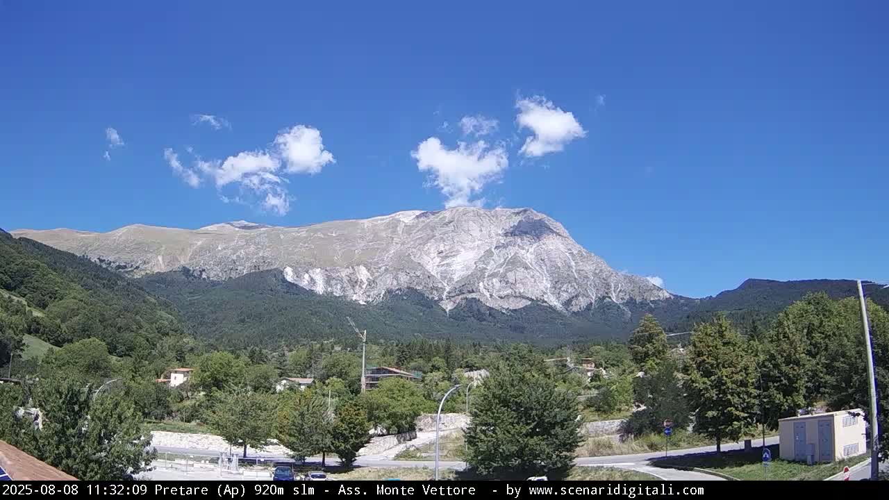 Monte Vettore Mount Panaromic from Pretare Live Cam - Ascoli Piceno, Marche, Italy