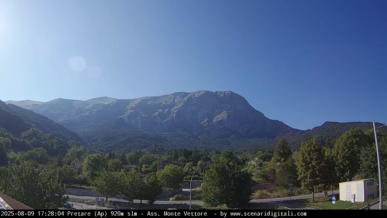 Monte Vettore Mount Panaromic from Pretare Live Cam - Ascoli Piceno, Marche, Italy
