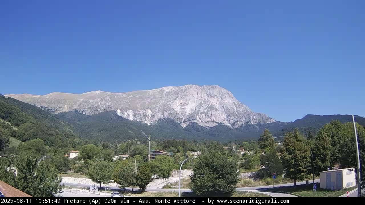 Monte Vettore Mount Panaromic from Pretare Live Cam - Ascoli Piceno, Marche, Italy