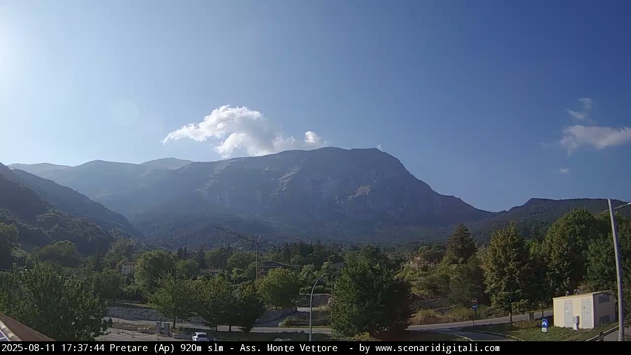 Monte Vettore Mount Panaromic from Pretare Live Cam - Ascoli Piceno, Marche, Italy