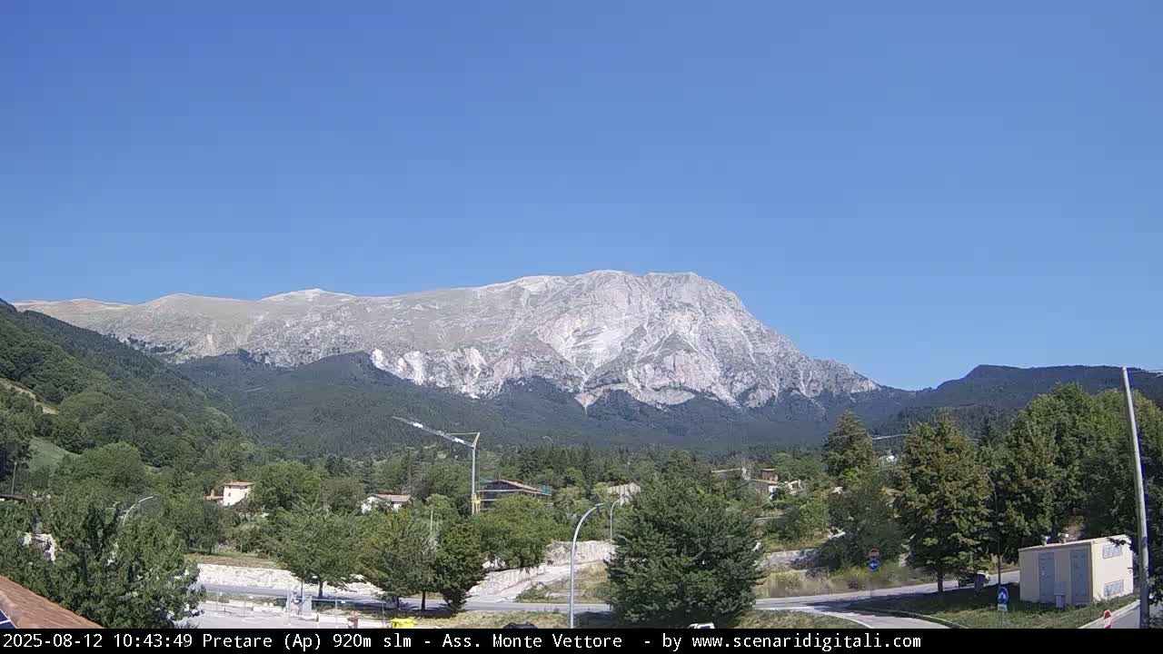 Monte Vettore Mount Panaromic from Pretare Live Cam - Ascoli Piceno, Marche, Italy