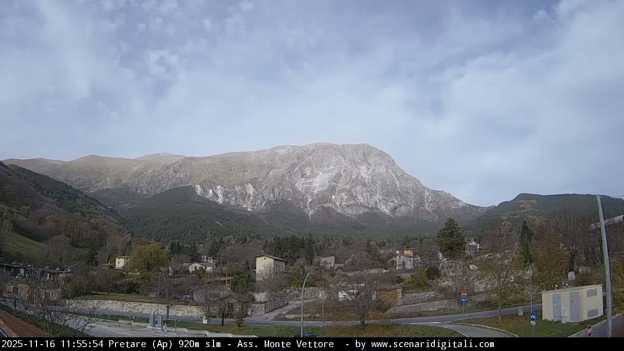 Monte Vettore Mount Panaromic from Pretare Live Cam - Ascoli Piceno, Marche, Italy