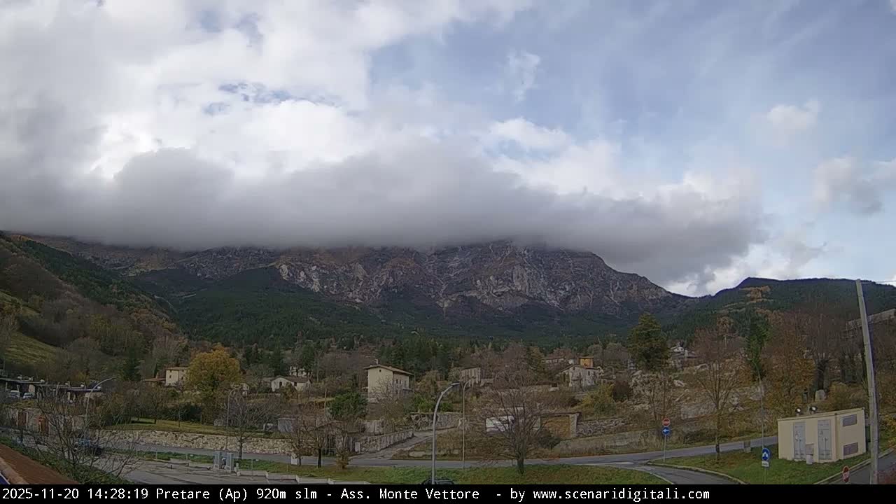 Monte Vettore Mount Panaromic from Pretare Live Cam - Ascoli Piceno, Marche, Italy