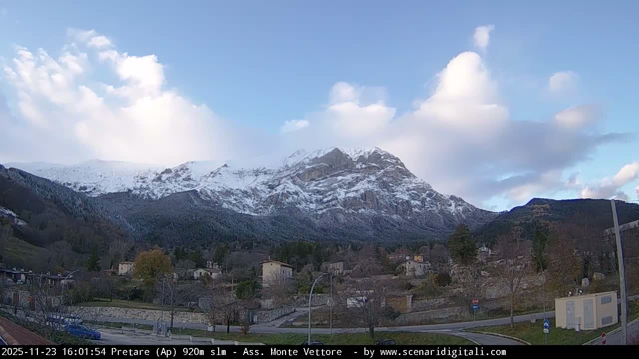 Monte Vettore Mount Panaromic from Pretare Live Cam - Ascoli Piceno, Marche, Italy