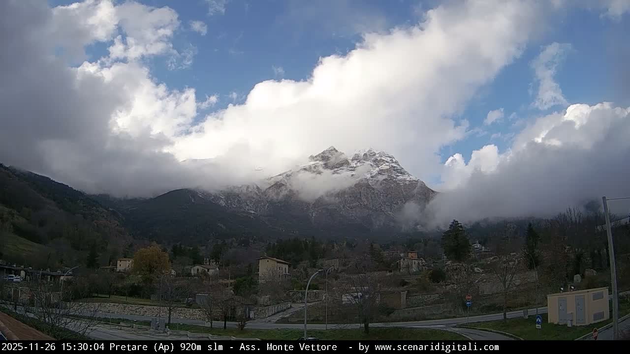 Monte Vettore Mount Panaromic from Pretare Live Cam - Ascoli Piceno, Marche, Italy