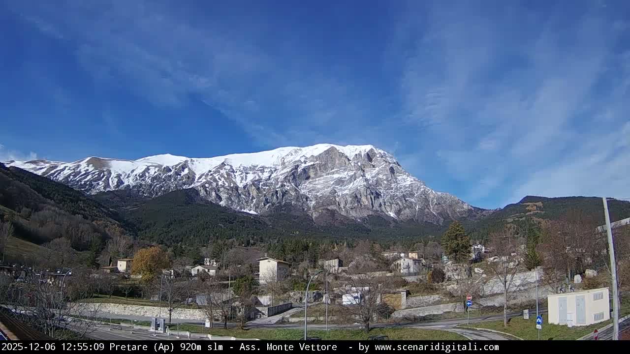 Monte Vettore Mount Panaromic from Pretare Live Cam - Ascoli Piceno, Marche, Italy