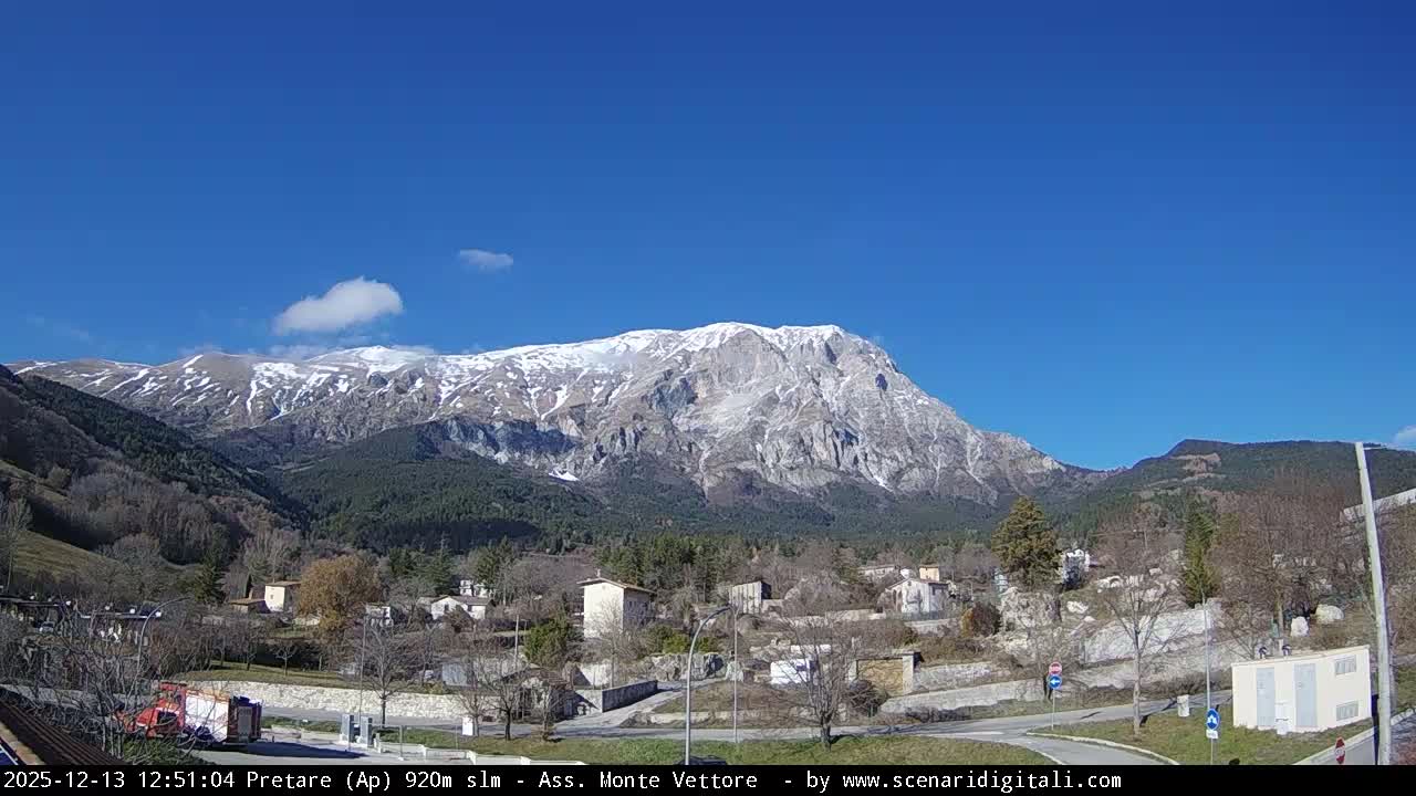 Monte Vettore Mount Panaromic from Pretare Live Cam - Ascoli Piceno, Marche, Italy