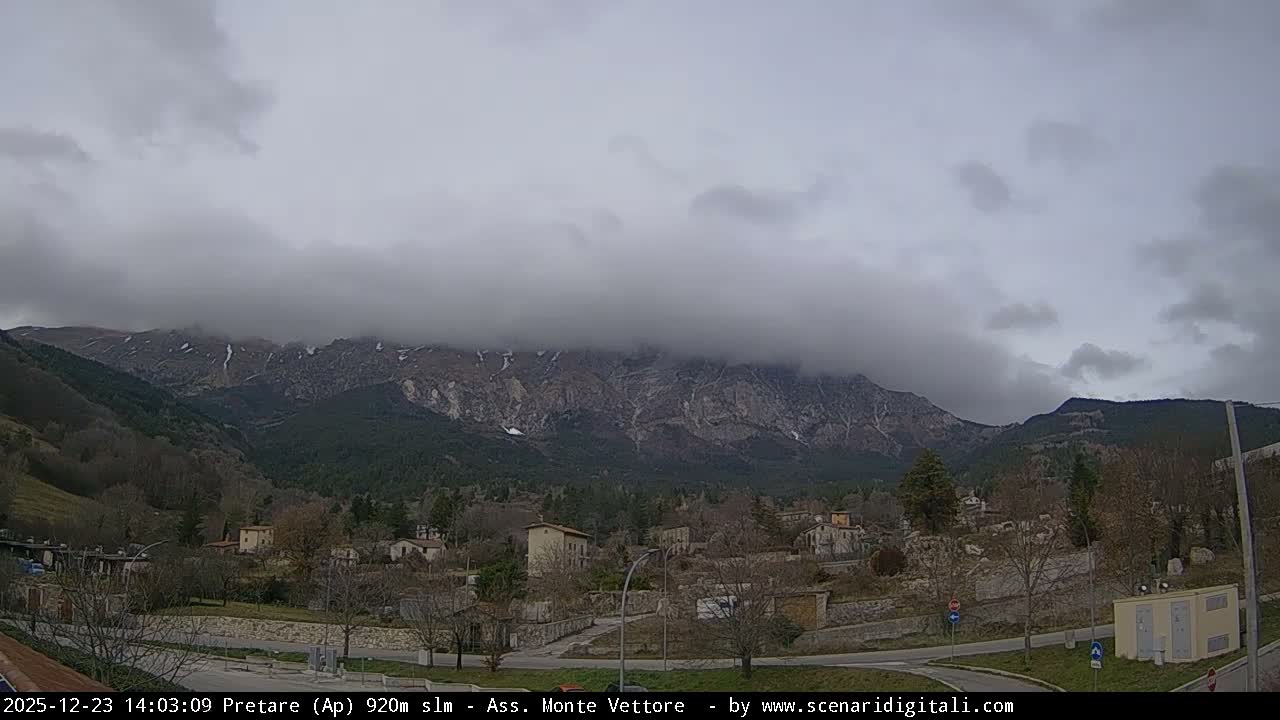 Monte Vettore Mount Panaromic from Pretare Live Cam - Ascoli Piceno, Marche, Italy