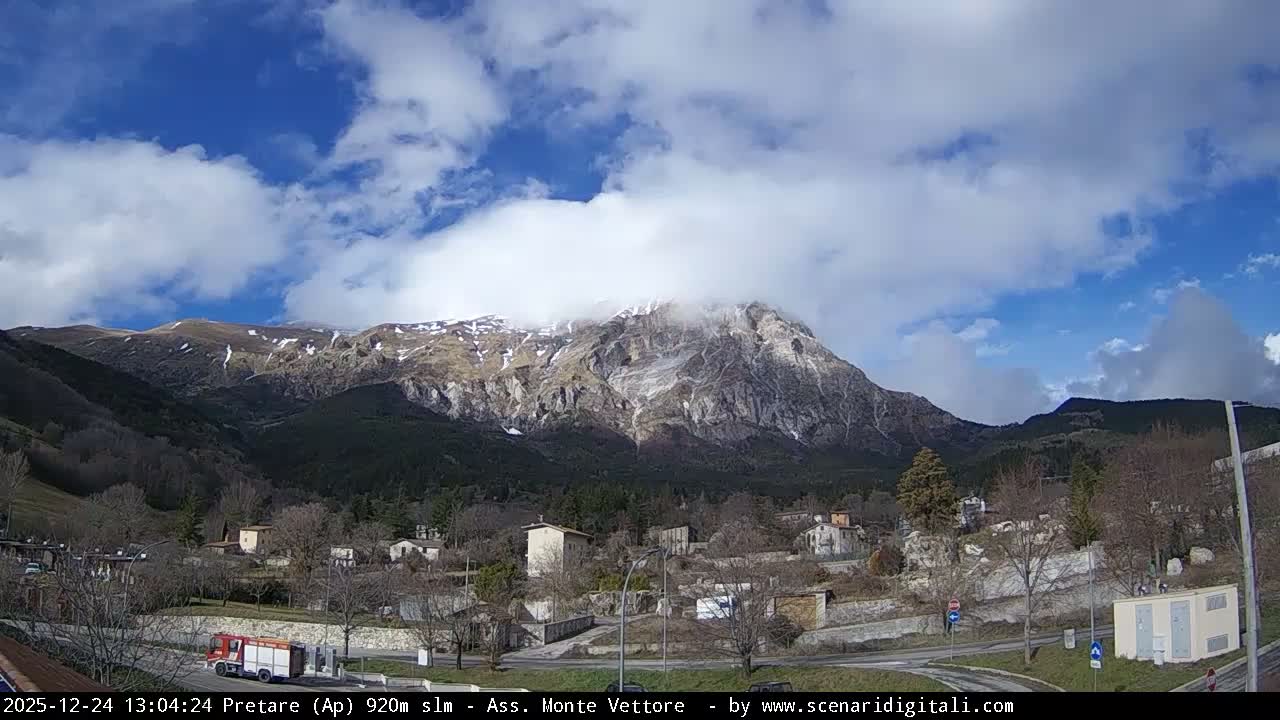 Monte Vettore Mount Panaromic from Pretare Live Cam - Ascoli Piceno, Marche, Italy