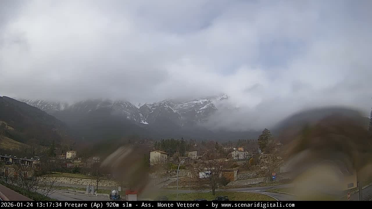 Monte Vettore Mount Panaromic from Pretare Live Cam - Ascoli Piceno, Marche, Italy