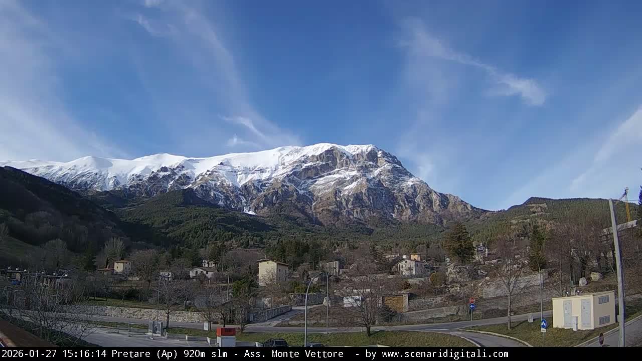 Monte Vettore Mount Panaromic from Pretare Live Cam - Ascoli Piceno, Marche, Italy