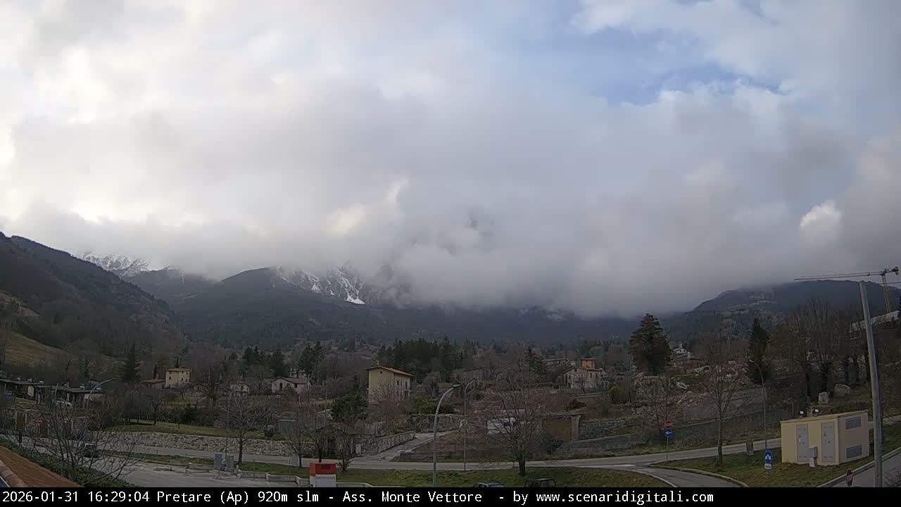 Monte Vettore Mount Panaromic from Pretare Live Cam - Ascoli Piceno, Marche, Italy