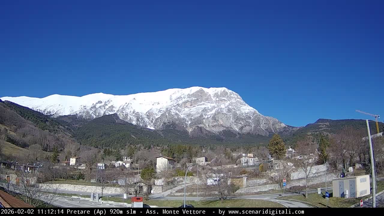 Monte Vettore Mount Panaromic from Pretare Live Cam - Ascoli Piceno, Marche, Italy