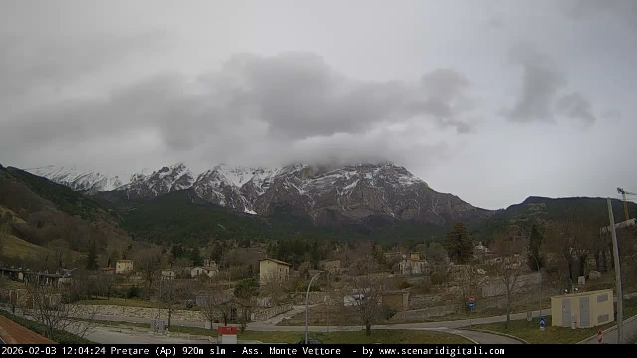 Monte Vettore Mount Panaromic from Pretare Live Cam - Ascoli Piceno, Marche, Italy
