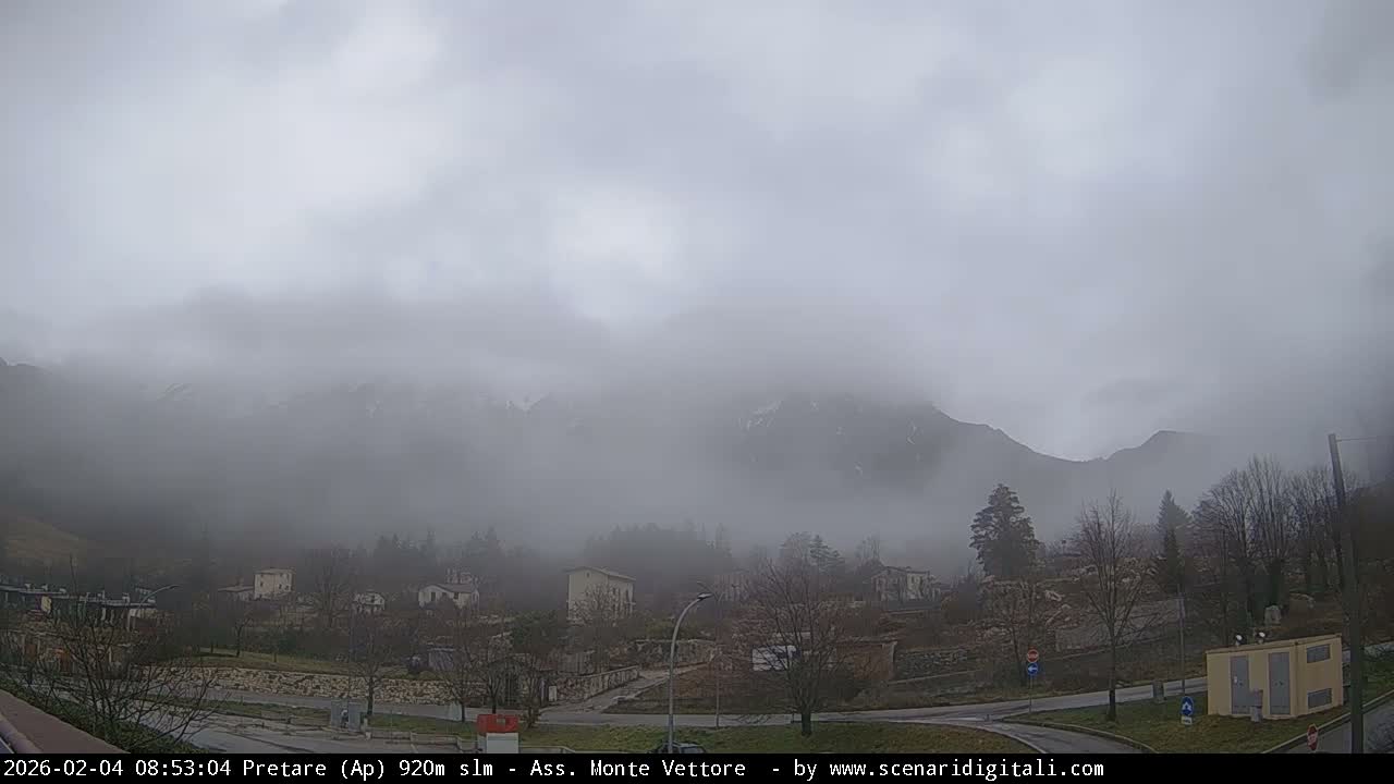 Monte Vettore Mount Panaromic from Pretare Live Cam - Ascoli Piceno, Marche, Italy