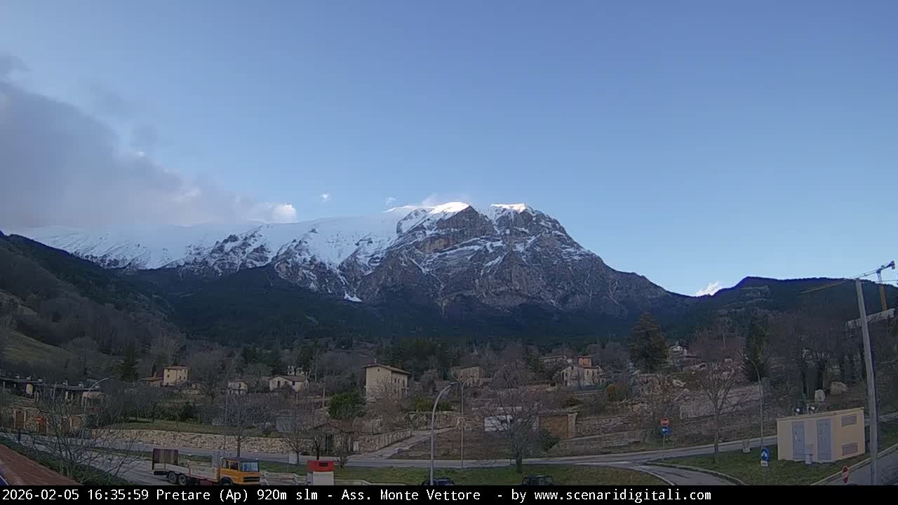 Monte Vettore Mount Panaromic from Pretare Live Cam - Ascoli Piceno, Marche, Italy