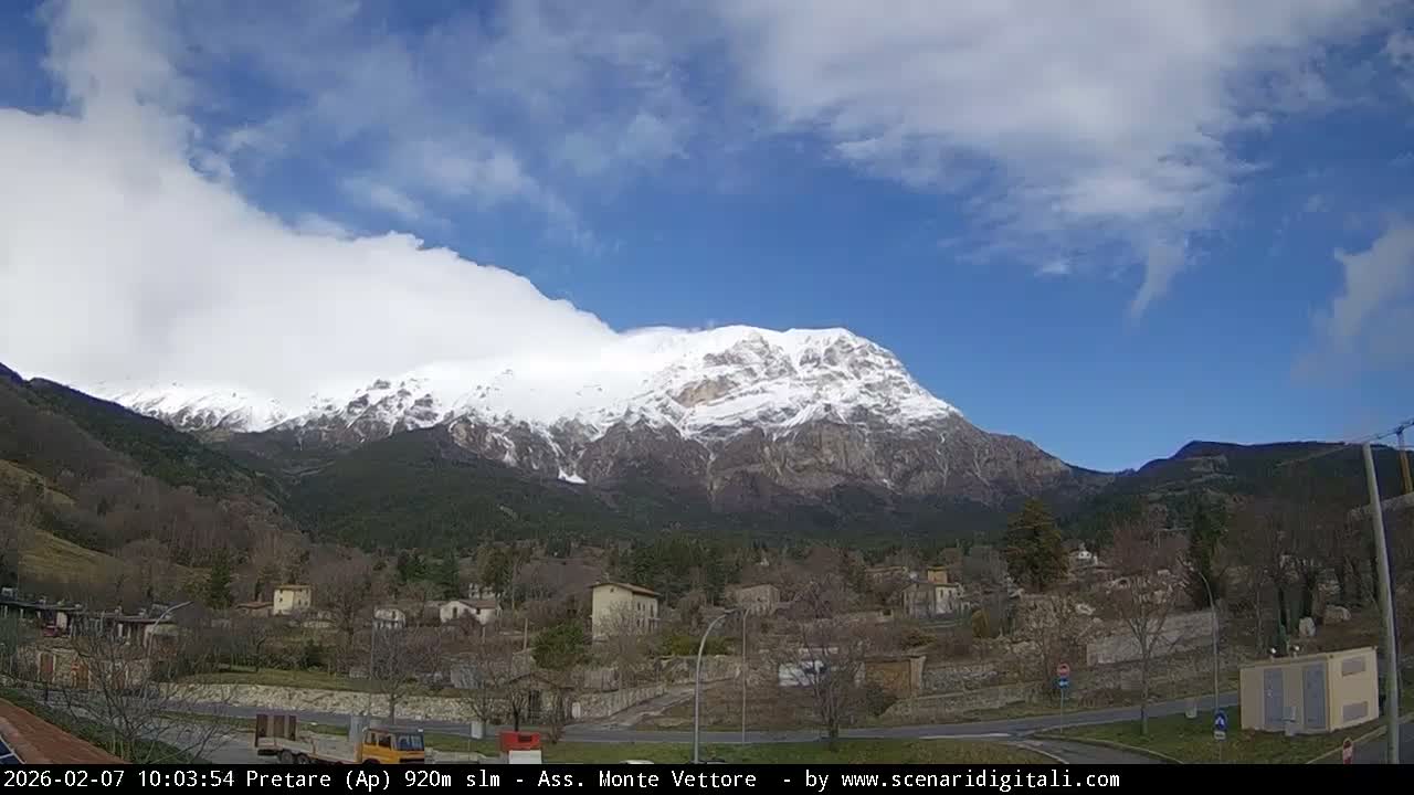 Monte Vettore Mount Panaromic from Pretare Live Cam - Ascoli Piceno, Marche, Italy