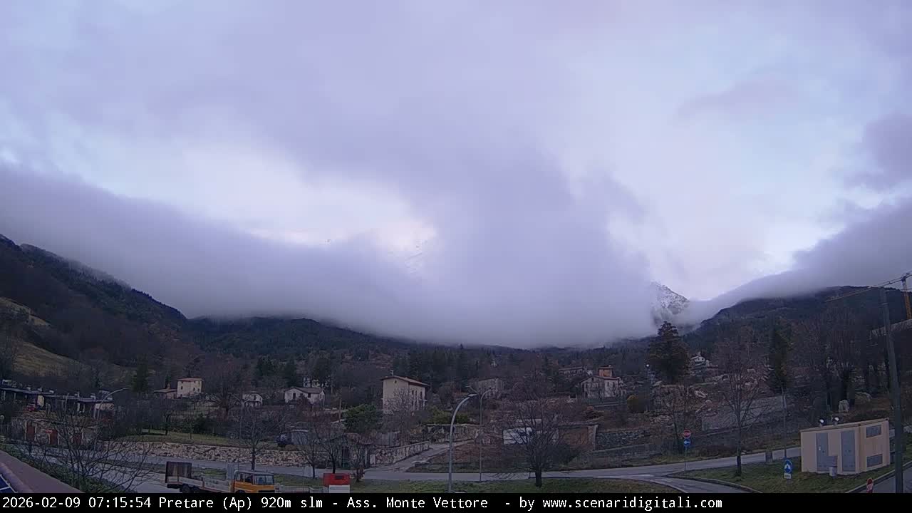 Monte Vettore Mount Panaromic from Pretare Live Cam - Ascoli Piceno, Marche, Italy